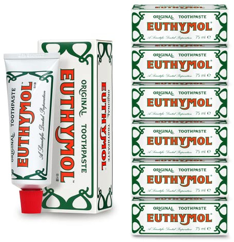 Euthymol Original Zahnpasta Bundle – 6 x 75 ml, Fluoridfreie Zahnpasta zur Plaque-Entfernung, Antibakteriell, Karies- & Zahnfleischpflege, Gesundes Zahnschmelz, Tägliche Mundhygiene