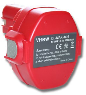 vhbw Battery compatible with Makita ML143 Flashlight, UB140DWA, UB140D, UB140DWB, ML142 Flashlight Power Tools (3000 mAh, NiMH, 14.4 V)