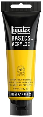 Liquitex BASICS Acrylic Paint, 118ml (4-oz) Tube, Cadmium Yellow Medium Hue