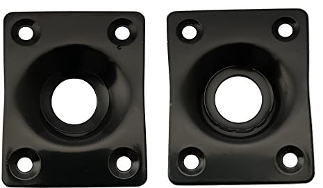 Musiclily Rechteckform Gitarre Jack Plate Klinkenbuchsenplatte für Single Cut Style Gitarren, Schwarz (2 Stück)