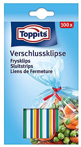 Toppits Bindestreifen mit Draht, Verschlussklipse, Farbig sortiert, 100 Stück, Bunt