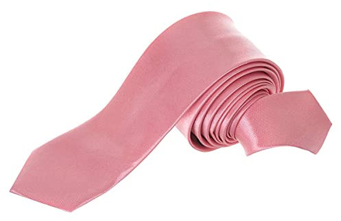 Trimming Shop Skinny Neck Tie 5cm Solid Colour Slim Ties Soft Polyester for Formal Wear Skinny Tie Unisex Classic Formal Necktie for Wedding, Prom, Celebration, Party & Business Meeting - Rose Pink