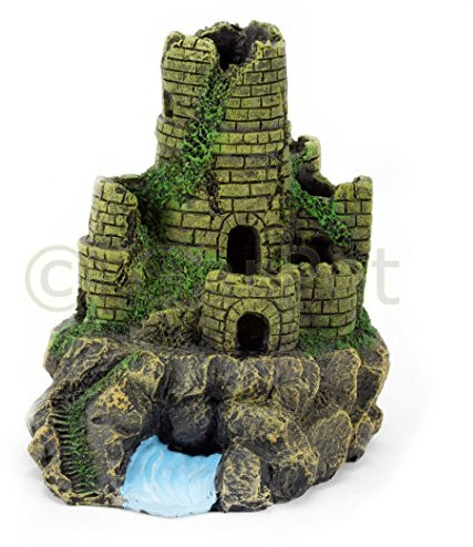 Happet Aquarium Deko Burg mit Fluss Schloss Festung Ritterburg Castel Dekoration