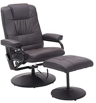 HOMCOM Fauteuil de Massage et Relaxation électrique pivotant inclinable avec Repose-Pied revêtement synthétique Chocolat