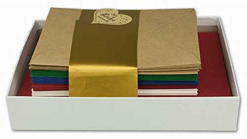 50x Farbige Karten blanko mit Umschlag und Einlegeblätter in DIN A6/ C6 - Winterfarben