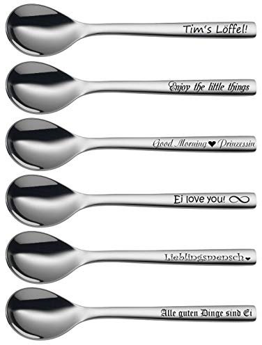 aplusashop WMF Nuova Eierlöffel mit Gravur nach Wunsch Edelstahl 12cm Egg Spoon (EIN Löffel)