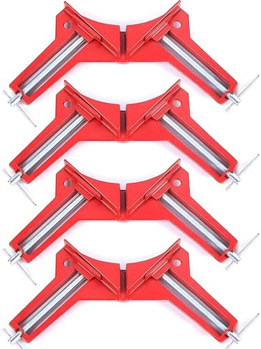 90 Degree Right Angle Clamps - Woodworking Set of 4, Adjustable Corner Square Clamp for Picture Frames, Welding, Fish-tanks, Cabinets, Shelf Holder, DIY Hand Tool