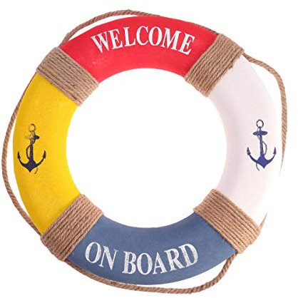 PRETYZOOM 50cm Deko Rettungsring Schaumstoff Vintage Retro Schwimmkreis Welcome on Board Reifen Dekoration Deko zum Aufhängen für Bar Fenster Hintergrund Wanddeko