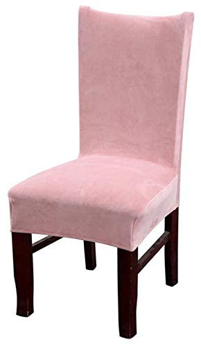 Atack-B Samt Stuhlhussen Elastische Moderne Beschützer Stuhlhussen,Dekorieren Von Häusern, Restaurants, Hotels,Restaurants, Für Große Esszimmerstühle (Rosa,6er Set)