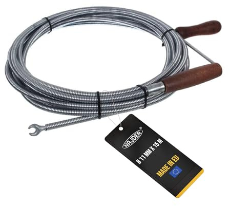 NAJDER Furet Déboucheur de Tuyau Professionnel avec Tête Griffe 11mm x 15m, Spirale de Nettoyage de Tuyaux, Débouchage Canalisation, Sonde de Debouchage pour Évier de Cuisine, Baignoire