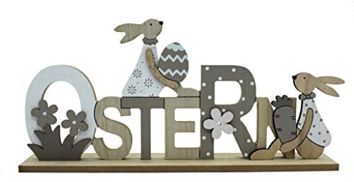 DARO DEKO Holz Hase Ostern Schriftzug 29 x 14cm 1 Stück