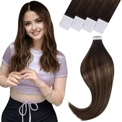 (Guten Valentinstag Geschenk)Braun Tape in Echthaar Extensions Remy Tape in Extensions Echthaar Tape in Extensions Balayage Dunkelstes Braun bis Hellbraun und Braun #2/8/2 30cm 30g/20pcs