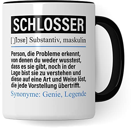 Pagma Druck Tasse Schlosser lustig, Schlosser Geschenk Beruf, Spruch Kaffeebecher Spengler Geschenkidee, 330 ml Keramik Herzform Tasse mit Henkel