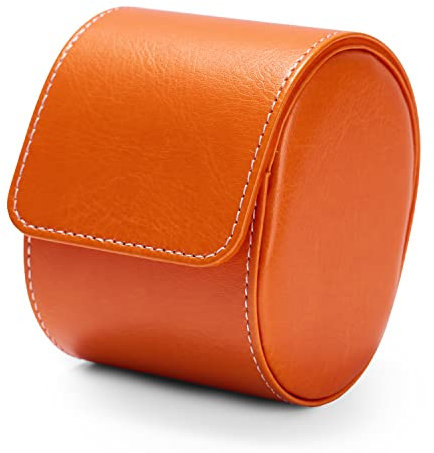 Oirlv Luxus PU Leder Uhrenetui Uhrenrolle Aufbewahrungsetui Für Geschenkbox für Weihnachten Jubiläum Geburtstag(Orange)