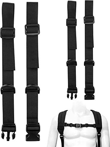 QWORK® 2 Stück Verstellbarer Brustgurt für Rucksack, Rucksack zubehör, für Joggen und Wandern, Schwarz, Einstellbereich 25-70 cm