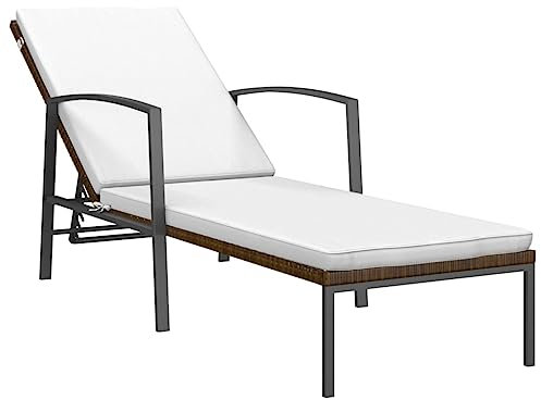 vidaXL Sonnenliege mit Auflage Poly Rattan Braun
