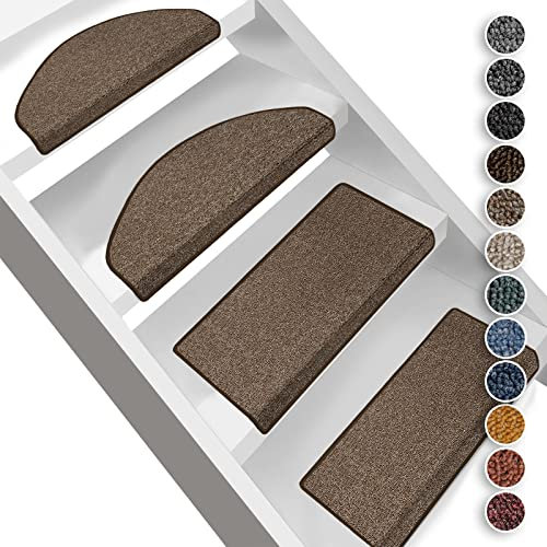 casa pura Stufenmatten London 15er SparSet 11 Farben sauber eingekettelt, Starke Befestigung, stabile Winkelschiene/Farbe Hellbraun, halbrund