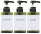 GOYISEE Plastic Refillable Hand Soap Dispenser Modern Square Pump Bottle for Bathroom Vanities or Kitchen Sink, Countertops - 3 Packs with Waterproof Label (3B-Green)
