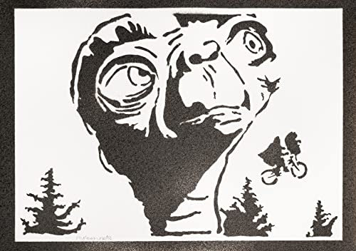 moreno-mata Echtes Handgemachtes Graffiti E.T. Filme Aesthetic Poster & Kunstdrucke Bilder Plakat Handmade Deko Wandbilder Wohnzimmer Wanddeko Geschenke für Männer und Frauen