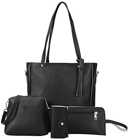 Handtasche Damen Vierteiliges Set Umhängetasche Damen Mode Tote Bag Groß Damen Shopper Tasche PU-Leder Umhängetaschen Handtaschen Kartenhalter Geldbörse 4-teiliges Set Explosiver Stil