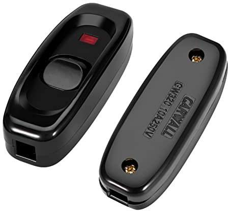 Interruptor Luz LED, Control Interruptor Lámparas con Indicador LED, AC 250V 10A, Interruptor para Lámparas de Mesa, Espejo, Pared, Escritorio, Baño, Negro