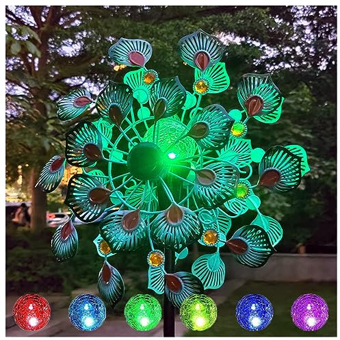 Solar Magische WindmüHle Aus Metall, 178cm Groß Magische WindmüHle, DoppelflüGel-WindmüHle Windrad Edelstahl, FüR Den AußEnbereich,Terrasse