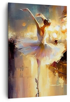 Bilder auf Leinwand 70x100cm Leinwandbild mit Rahmen Ballerina Tanzen Ölfarbe Groß Wanddeko Bild Schlafzimmer Küche Deko Wandbilder Dekoration Wohnzimmer Wall Canvas Wand Kunstdruck Art PA70x100-5985