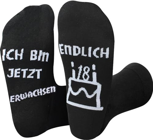 Lustige Geschenke für Männer/Frauen Geburtstag Socken Herren Geburtstagsgeschenk Weihnachts Erntedankfest Geburtstag (DE/NL/SE/PL, Numerisch, 38, 46, Regular, Regular, 1, Schwarz + Weiß 18 Geburtstag)