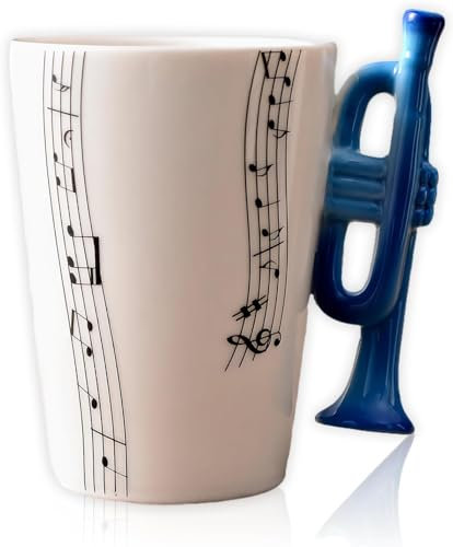 SPAYEIM Mugs de Musiciens, Mugs de Guitare à Motifs de Notes de Musique, gobelets de Guitare en céramique, Mugs Polyvalents à Design créatif, Mugs de thé et de café au Lait (C)