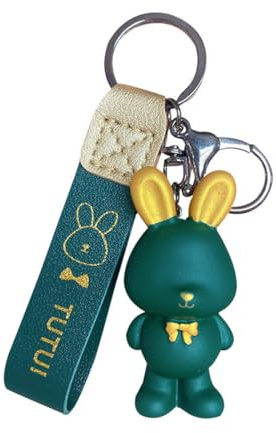 ZDHC Gentleman Fliege Kaninchen Schlüsselanhänger Niedlicher Vintage Bunny Schlüsselanhänger Taschenanhänger Persönlichkeit Autozubehör, grün, One size