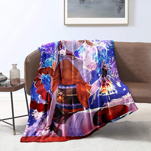 3D Bettwäsche Genshin Impact Flanell Überwurfdecke, wendbar, warme Fleecedecke, für alle Jahreszeiten, für Kinder, Teenager, Schlafzimmer, Dekoration, Flanell