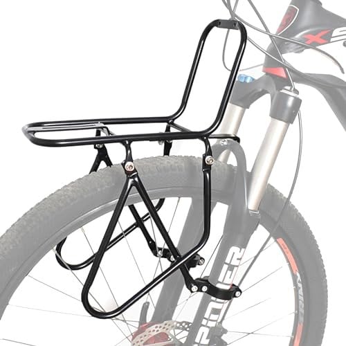 Porte-Bagages Avant de vélo en Alliage d'aluminium Poids 550 g avec Anneau de Serrage amélioré Charge de 15 kg Le Porte-Bagages de vélo Peut Transporter Un Sac/Panier/Tente/Sac de Couchage,Noir,A