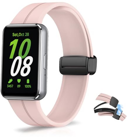 KeHowy Cinturino Compatibile con Samsung Galaxy Fit 3, Silicone Magnetico Sport Regolabile Cinturini Compatibile con Samsung Galaxy Fit 3, Rosa