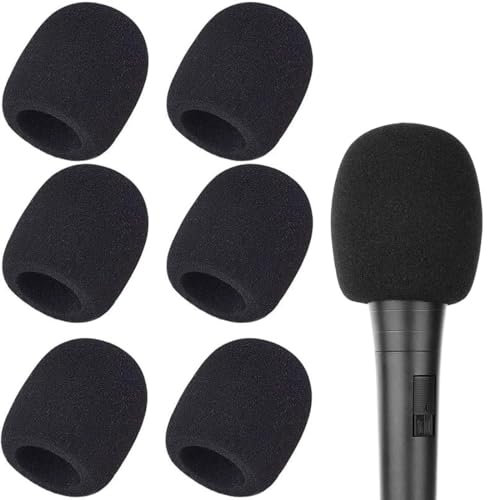 Lot de 6 bonnettes en mousse pour microphone, housse en mousse pour microphone à main, filtre anti-pop pour KTV, performances sur scène, interviews et activités en plein air (noir).