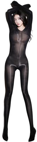 KUAIQI Sexy Body Dessous Damen，UltradüNner Sexy Full Body Stockings， durchsichtiges Bodystocking ，Ouvert GläNzende öL GanzköRper Strumpfhose Plus Size，Für Sex Party Clubwear