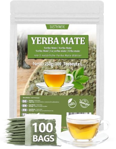 Yerba Mate | Té de hierbas Yerba Mate | Hojas de yerba mate 100% naturales, sin cafeína ni aditivos (100 bolsas)