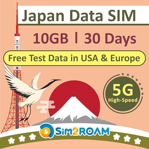 NUR Japan-Daten-SIM-Karte 30 Tage | 10 GB 5G/4G LTE-Hochgeschwindigkeits-Internetdaten | Duale lokale japanische Netzbetreiber, Softbank und KDDI | Reise-Prepaid-SIM-Karte |短期帰国・短期来日最適・安心日本語サポート