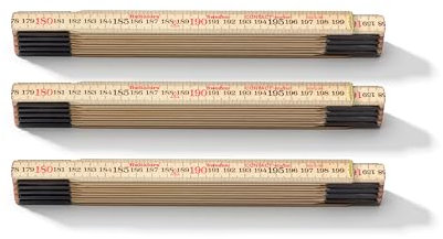 Contactmeter 2 m Multipack 3 pezzi I Hultafors I Asta 2 m con scala invertita per misurazioni attese I Made in Sweden I 3 x 2 metri metro pollice in betulla di vetro I 101804