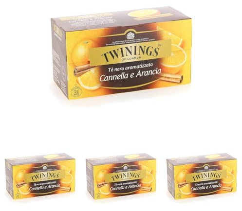 Twinings, Tè Nero Aromatizzato all'Arancia e Cannella, Sapore Avvolgente, con Caffeina, Infusi e Tisane, Confezione da 100 Filtri