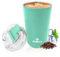 Philorn Thermobecher Kaffee to go Becher - 13oz/380ml Kaffeebecher to go mit Deckel, Auslaufsicher Coffee to-go Becher Thermo aus Edelstahl, Wiederverwendbar Kaffee Thermobecher, Grün