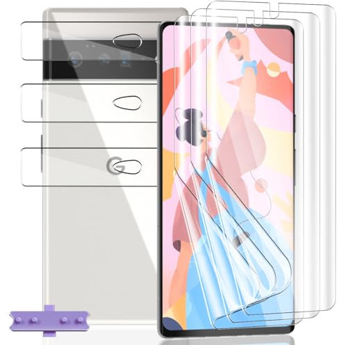 Yieehhow [3+3 Pièces] Protection D'écran pour Google Pixel 6 Pro, HD Souple TPU Film et Verre Trempé Protecteur D'objectif Caméra, Anti-Rayures, Protection Écran Flexible pour Google Pixel 6 Pro