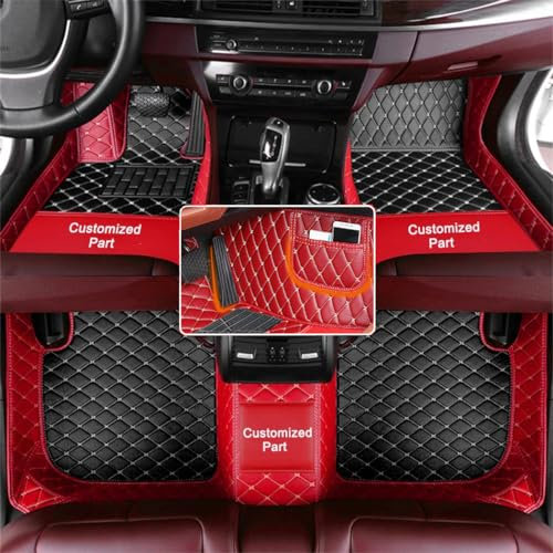 Zwei Farben Anpassen Auto Fußmatte für Audi A3 A4 A5 A6 A7 A8 Q3 Q5 RS3 RS5 S4 SQ5 SQ7 TT wasserdichte Fussmatten rutschfeste Automatten Rot und Schwarz