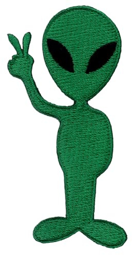 Aufnäher Alien grün Peace Friedenszeichen Patch