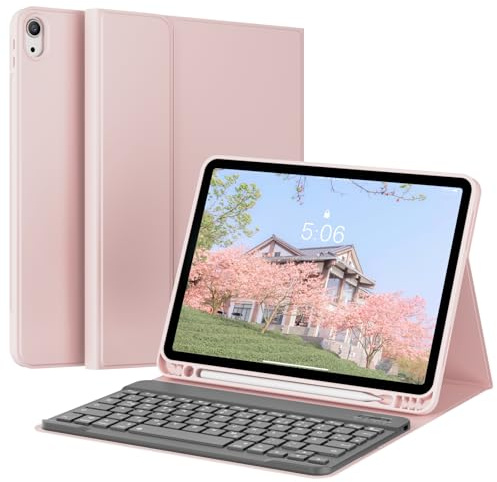KVTVOU Tastatur Hülle für iPad Air 11 Zoll M4/M3/M2, iPad Air 5./4., Rosa