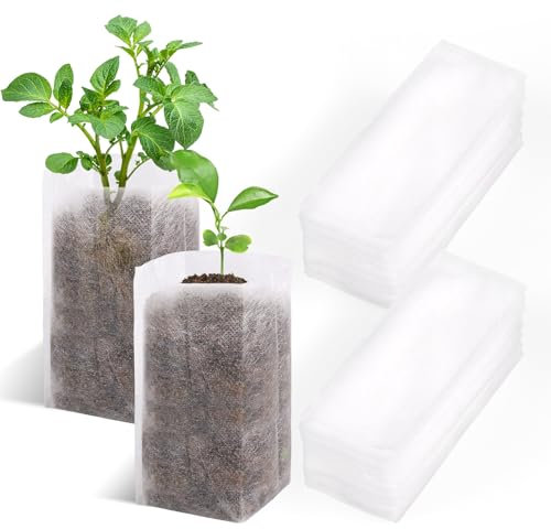 Oerphh 200pcs Non-Woven Seedling Grow Bags, 4.7’’x5.9’’ Biodegradable Fabric Seedling Pots Plants Pouch, Nursery Growing Bags for Vegetable Flowers Flower Fruit Tree Garden(12 * 15cm)