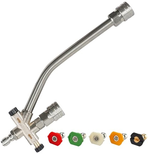 Hourleey Foam Cannon Dual-Connector Accessory, Pressure Washer Double Tip Attachment for Soap Cannon with 5 Power Washer Sprayer Nozzles, 1/4 Quick Connect, 4000 PSI