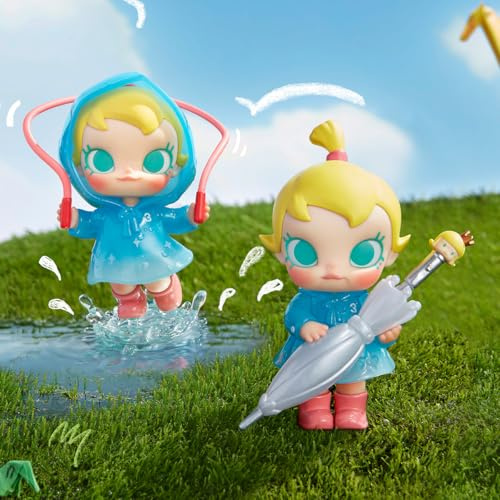 POP MART Baby Molly Funny Raining Day Figure Anime Actionfiguren Sammelfiguren Sammler Kunstspielzeug Spielzeug Figuren Geschenk 2 in 1 Box