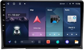 Android 13 2 DIN Pantalla Táctil Radio de 9 para Volkswagen Multivan T5 2003-2015 Radio Coche con Navegación GPS Bluetooth Radio FM Cámara Trasera Multimedia Pantalla para Coche(A1 1+32G)