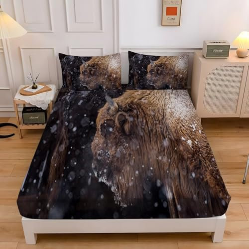 Spanbettlaken 140x200 Yak Spannbetttuch Wassertropfen Bettlaken Boxspringbett mit Gummizug Spannbettuch Mikrofaser für Matratzen von 30 cm Mit 2 Kissenbezüge 80x80 cm