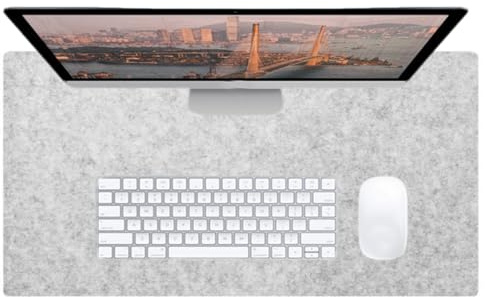 Schreibtischunterlage aus Filz, große Tastatur-Mauspad, rutschfest, kratzfest, Tischunterlage für Zuhause, Büro, Computer, Laptop, Arbeitsspiel (Hellgrau, 60 x 30 cm)